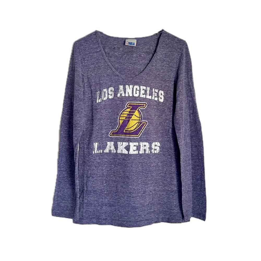 Women's Lakers Los Angeles LA Basketball Purple Long Sleeve V-Neck Top